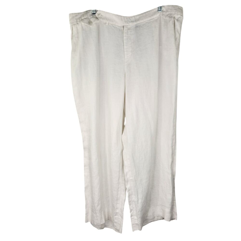 Lauren Ralph Lauren Devrouax Wide Leg Pants 100% Linen Women's 18W